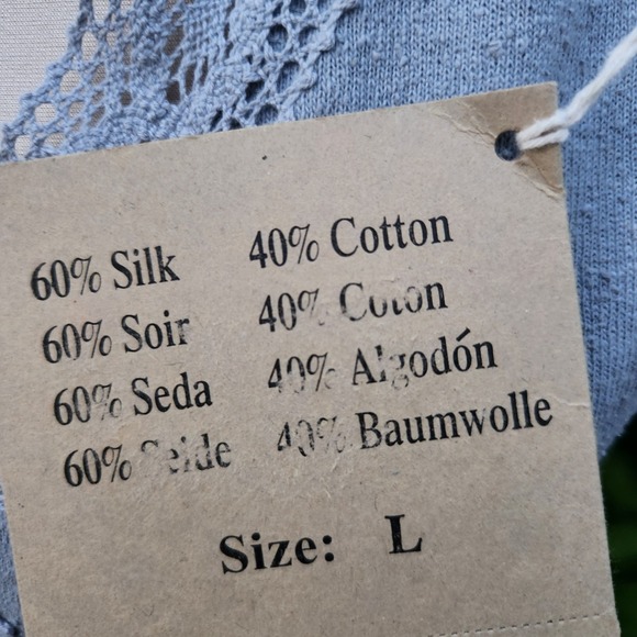 Earth Collection Sleeveless Top Size L Lace Trim Detail Cotton Silk Blend‎ Gray - Picture 3 of 7